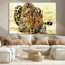 Blue-Eyed Leopard Canvas Wall Art - Framed Animal Print