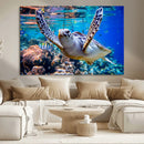 Underwater Sea Turtle Wall Art Canvas Print – Vibrant Ocean