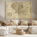 Vintage Middle Earth Map Wall Art Canvas – Lord of the Rings