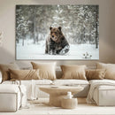 Grizzly Bear Wall Art – Framed Snowy Forest Canvas Artwork, by MyGreatCanvas | Canvas Wall Art Prints | Photo Prints & Wall Decor