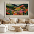 Yayoi Kusama Landscape Canvas Print, Vibrant Floral Mountain