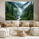 Mountain Forest River Canvas Wall Art Print - Serene Nature