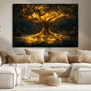 Golden Tree of Life Canvas Wall Art Print - Majestic Glowing