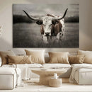Texas Longhorn Cow Canvas Wall Art Print - Large Rustic