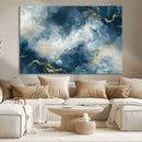 Large Abstract Print - Luxe Blue and Gold Abstract Canvas