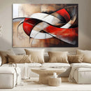 Abstract Wall Art - Modern Red and White Canvas Wall Art