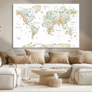 Animal World Map for Kids Room Decor