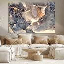 Abstract Blue and Gold Wall Art - Fluid Ink Artwork - Modern