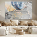 Large Abstract Blue and Gold Canvas Wall Art | Fluid Ink