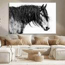 Black Horse Wall Art Canvas Print – Elegant Farmhouse Decor