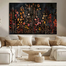 Dark Floral Canvas Wall Art - Moody Botanical Flower Print -