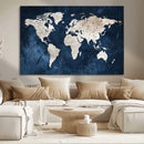 Vintage World Map Canvas Wall Art - Framed Map Print for