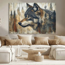 Rustic Wolf Wall Art Canvas Print – Vintage Woodland