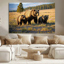 Grizzly Bear Family Wall Art Canvas Print – Majestic