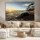 Tropical Beach Wall Art - Stunning Ocean Sunset Canvas Print