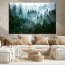 Misty Forest Wall Art Canvas Print – Framed Foggy Mountain