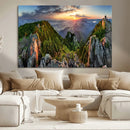 Mountain Sunset Panoramic Wall Art Canvas Print – Framed