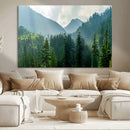 Misty Forest Mountain Wall Art Canvas Print – Framed Serene