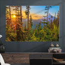 Forest Sunset Wall Art Canvas Print – Green Pines Sunset