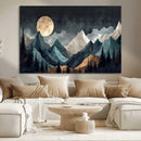 Moonlit Mountain Wall Art Canvas Print – Silhouetted Pines