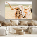 Texas Longhorn Wall Art Canvas Print – Framed Spotted Cow