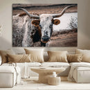 Texas Longhorn Wall Art Canvas Print – Framed Spotted Bull