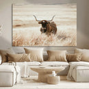 Texas Longhorn Wall Art Canvas Print – Framed Brown Horned