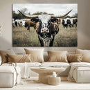 Texas Longhorn Wall Art – Framed Speckled Cow Canvas by MyGreatCanvas | Canvas Wall Art Prints | Photo Prints & Wall Decor