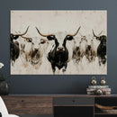 Longhorn Cattle Wall Art Canvas Print – Framed Bison Herd