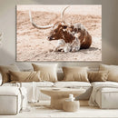 Texas Longhorn Wall Art Canvas Print – Framed Resting Bull by MyGreatCanvas | Canvas Wall Art Prints | Photo Prints & Wall Decor