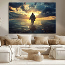 Jesus Walks Wall Art Canvas Print Framed Divine Sunset Art