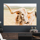 Texas Longhorn Wall Art Canvas Print – Framed Speckled Cow