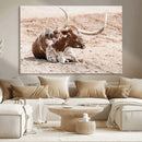 Texas Longhorn Wall Art Canvas Print – Framed Resting Bull by MyGreatCanvas | Canvas Wall Art Prints | Photo Prints & Wall Decor