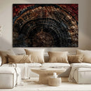 Dark Wood Ring Wall Art Canvas Print – Framed Abstract Tree