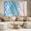 Aerial Ocean View Wall Art Canvas Print – Framed Soft Blue