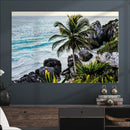 Tropical Coastline Wall Art Canvas Print – Framed Palm Tree