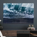 Black Beach Wall Art Canvas Print – Framed Aerial Ocean View