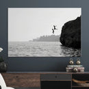 Jumping Wall Art Canvas Print – Framed Coastal Ocean Scene