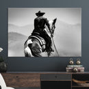 Western Wall Art Canvas Print – Framed Cowboy and Horse