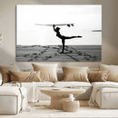 Yoga Surf Wall Art Canvas Print – Framed Black White Shore by MyGreatCanvas | Canvas Wall Art Prints | Photo Prints & Wall Decor