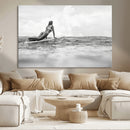 Black and White Surfing Wall Art Canvas Print – Framed Ocean by MyGreatCanvas | Canvas Wall Art Prints | Photo Prints & Wall Decor