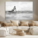 Black White Surfing Wall Art Canvas Print – Framed Ocean by MyGreatCanvas | Canvas Wall Art Prints | Photo Prints & Wall Decor