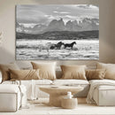 Wild Horses Wall Art Canvas Print – Framed Black and White by MyGreatCanvas | Canvas Wall Art Prints | Photo Prints & Wall Decor