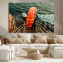 Surfer Stairway Wall Art – Framed Ocean Surf Canvas Artwork, by MyGreatCanvas | Canvas Wall Art Prints | Photo Prints & Wall Decor