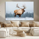 Elk Wall Art Canvas Print – Framed Snowy Forest Scene Art by MyGreatCanvas | Canvas Wall Art Prints | Photo Prints & Wall Decor