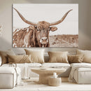 Longhorn Bull Photo Wall Art Canvas Print, Framed Rustic Cow by MyGreatCanvas | Canvas Wall Art Prints | Photo Prints & Wall Decor