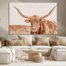 Longhorn Bull Decor Wall Art Canvas Print, Framed Western by MyGreatCanvas | Canvas Wall Art Prints | Photo Prints & Wall Decor