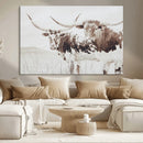 Longhorn Wall Art Canvas Print – Framed Western Cow Rustic