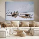 Bison Wildlife Wall Art Canvas Print, Framed Snowy Prairie by MyGreatCanvas | Canvas Wall Art Prints | Photo Prints & Wall Decor