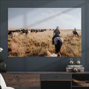 Western Wall Art Canvas Print – Framed Cowboy Cattle Drive
